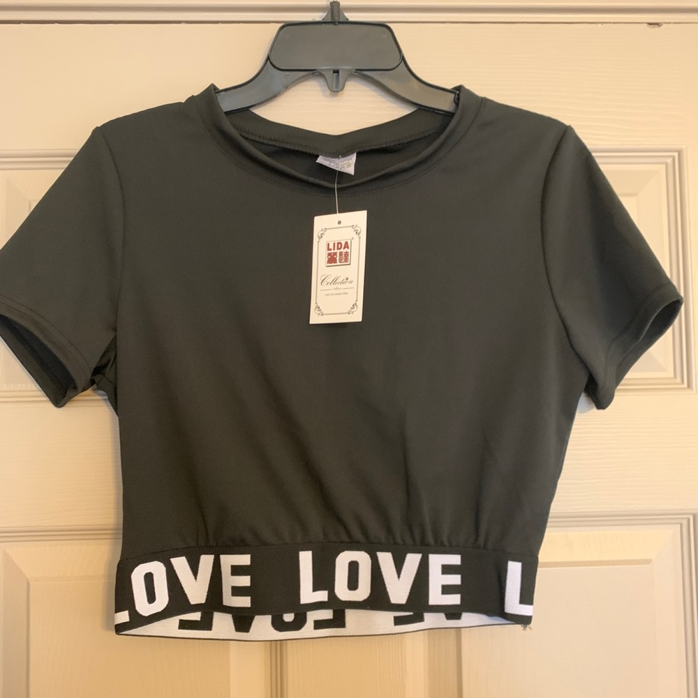 Black Crop Top with “Love Lettering” by Lida - Picture 3 of 10